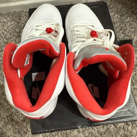 Air Jordan 5 Retro True White with Fire Red 2020 Size 10
